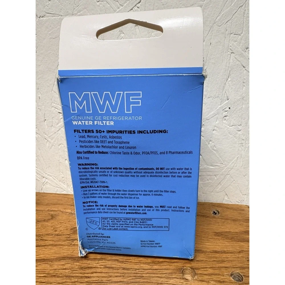 (1-Pack) GE MWF Genuine Smart Water Filter Removes 99% Lead NSF Certified